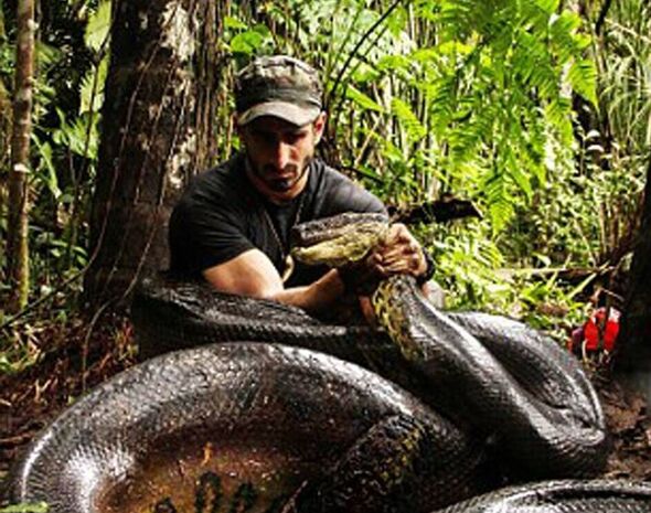 EATEN ALIVE TV SHOWPix show Paul Rosolie on his quest to find an anaconda he could be eaten by whilst wearing a special snake 