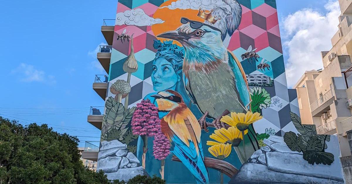Massive blank wall in Xemxija gets a mural makeover