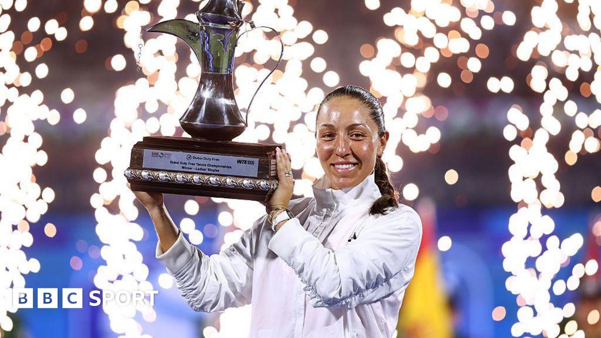 Jessica Pegula celebrates winning the Dubai Tennis Championships