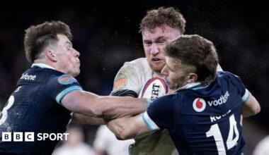 England playing Scotland in the 2025 Six Nations