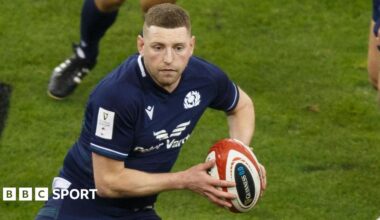 Finn Russell in action for Scotland against Wales in 2024