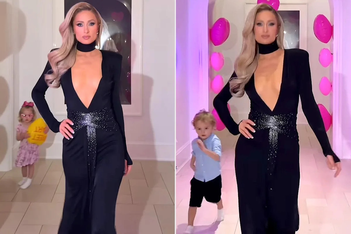 Paris Hilton Jokes That 'Mother is Mothering’ as She Struts in Chic Ballgown with Kids Phoenix, 3, and London, 2
