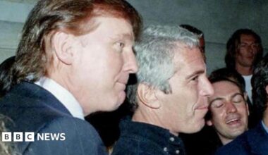 A historical photo of Donald Trump and Jeffrey Epstein together at an event