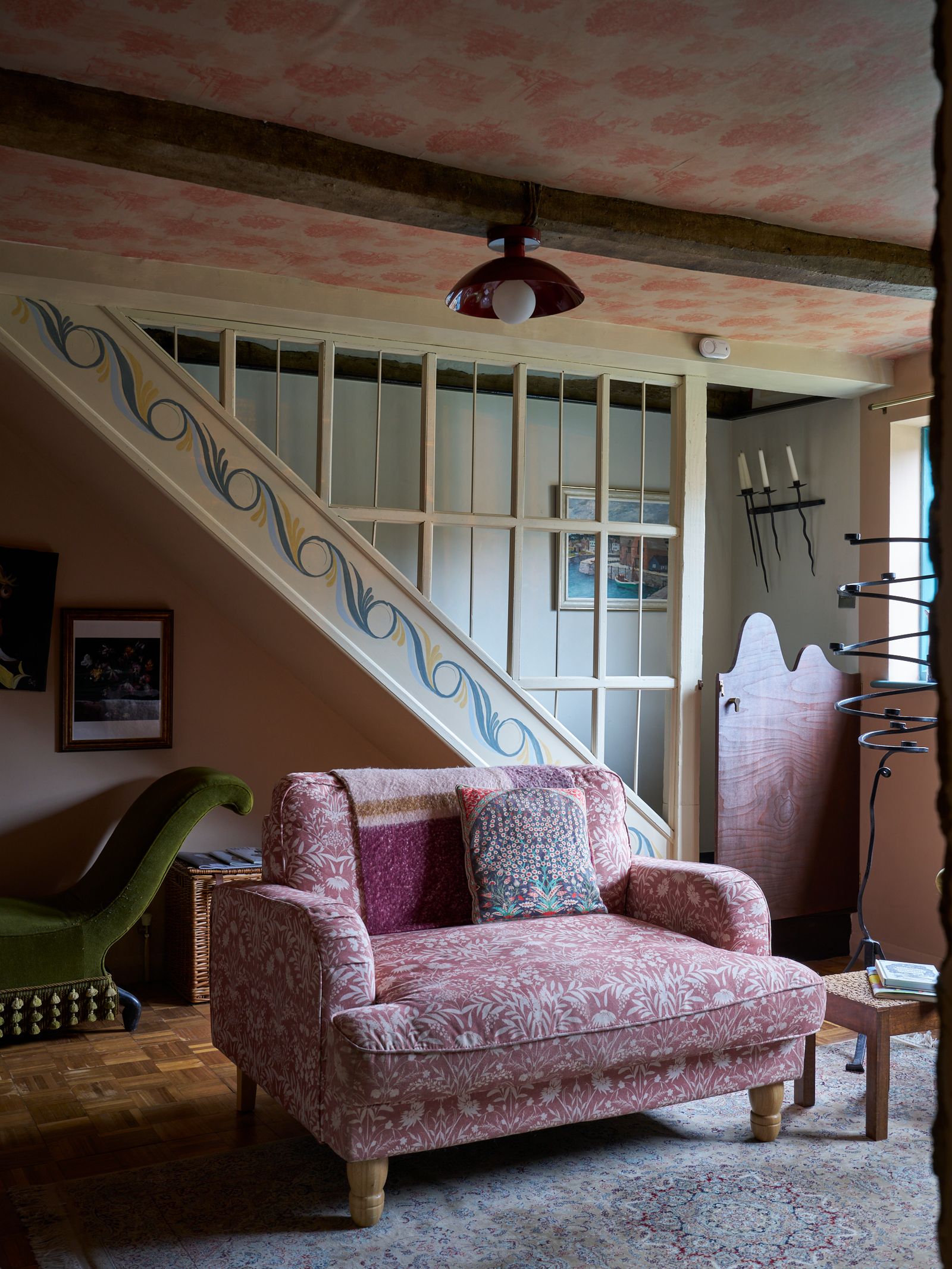 Image may contain Architecture Building House Housing Staircase Indoors Interior Design Furniture and Living Room