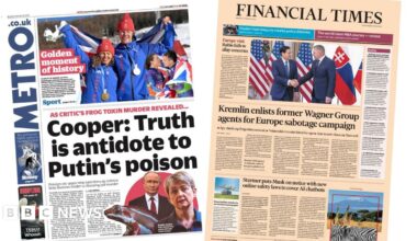 The headline of the i Paper reads: "UK to cut Russian defence fund as Kremlin poison threat revealed."