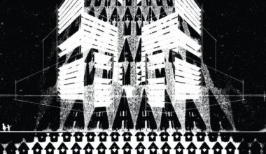 Radiohead Live 2025 graphic, black and white