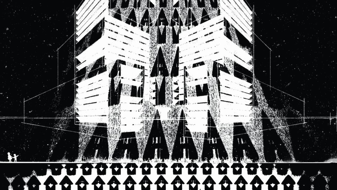 Radiohead Live 2025 graphic, black and white