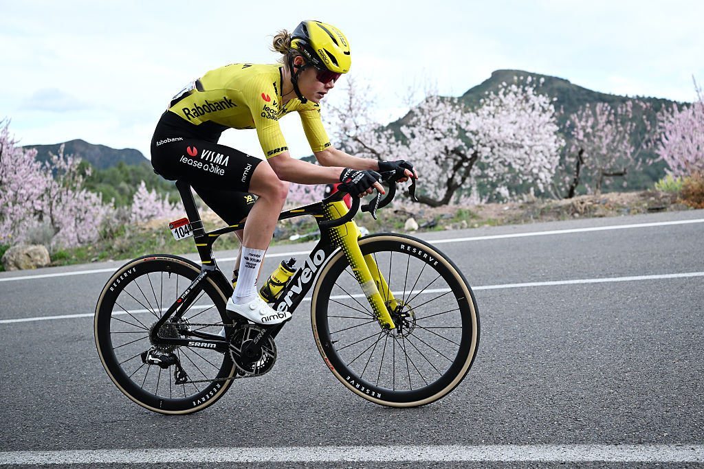 VILA-REAL, SPAIN - FEBRUARY 13: Lieke Nooijen of Netherlands and Team Visma | Lease a Bike competes in the breakaway during the 10th Setmana Ciclista - Volta Femenina de la Comunitat Valenciana 2026, Stage 2 a 115.5km stage from Vila-Real to Vila-Real on February 13, 2026 in Vila-Real, Spain. (Photo by Szymon Gruchalski/Getty Images)