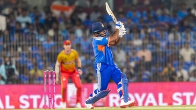 Sanju Samson was dismissed for 24 against Zimbabwe. (Sportz Asia)