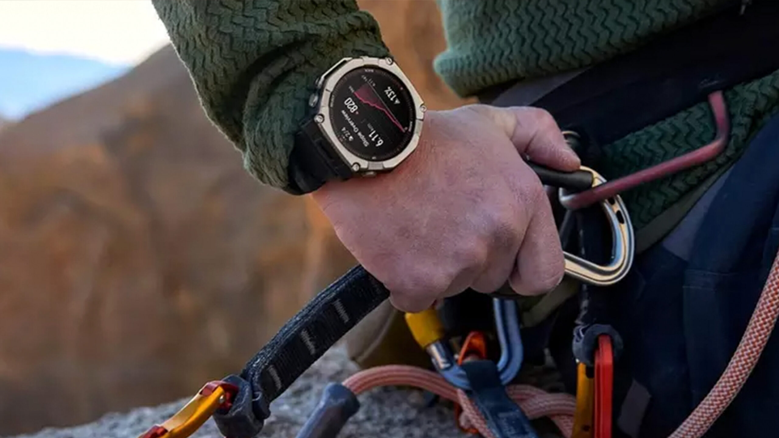 Amazfit T Rex Ultra 2 The Amazfit T Rex Ultra 2 on a user's wrist displays route details.