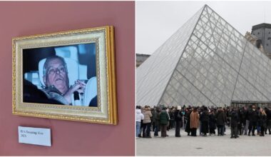 'They say: 'Hang it in the Louvre'. So we did': Photo of Andrew mounted on gallery wall