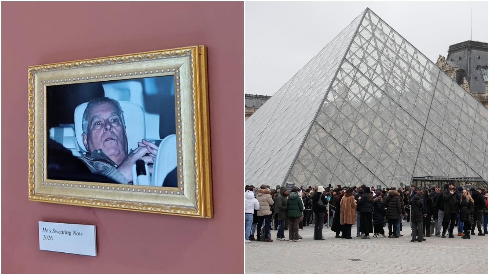 'They say: 'Hang it in the Louvre'. So we did': Photo of Andrew mounted on gallery wall