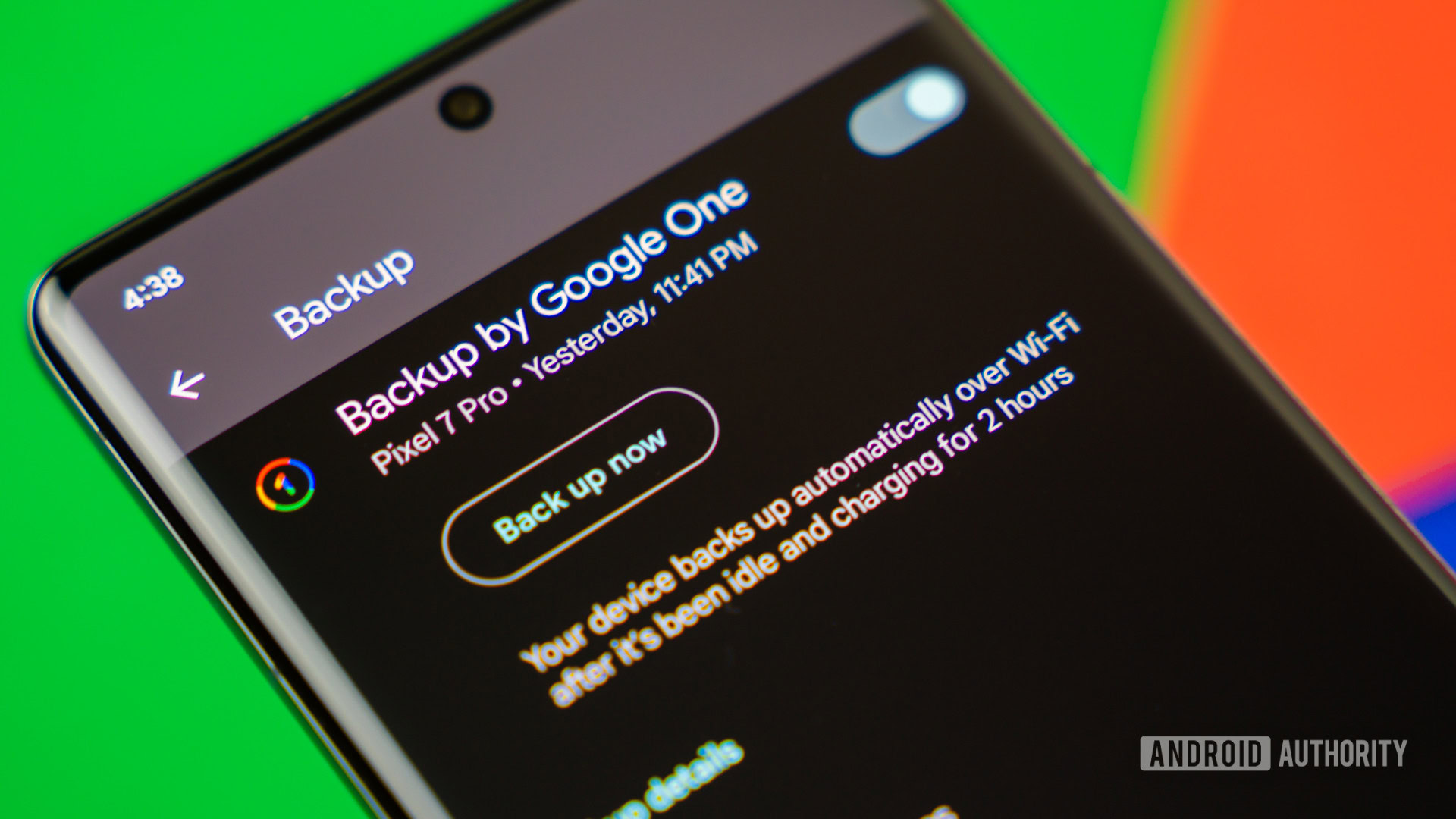 Backup by Google one settings page on smartphone Stock photo 3 Backup by Google one settings page on smartphone Stock photo 3