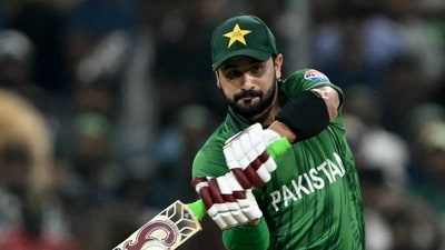 Pakistan's Sahibzada Farhan plays a shot. (AFP)