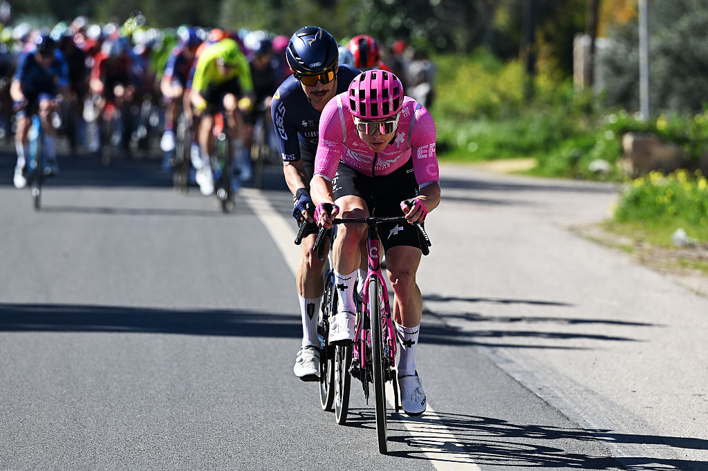 LOULE, PORTUGAL - FEBRUARY 22: Marijn van den Berg of Netherlands and Team EF Education - EasyPost competes during the 52nd Volta ao Algarve em Bicicleta 2026, Stage 5 a 148.4km stage from Faro to Malhao - Loule 512m on February 22, 2026 in Loule, Portugal. (Photo by Dario Belingheri/Getty Images)