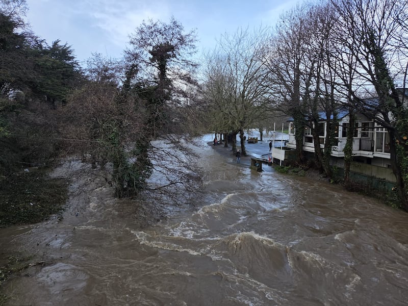 Storm Chandra: the Dodder burst its banks at Milltown, Dublin 6, flooding a field at the Dropping Well pub. Photograph: Joe Humphreys