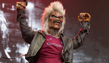 Iron maiden mascot Eddie The Head onstage in 2025