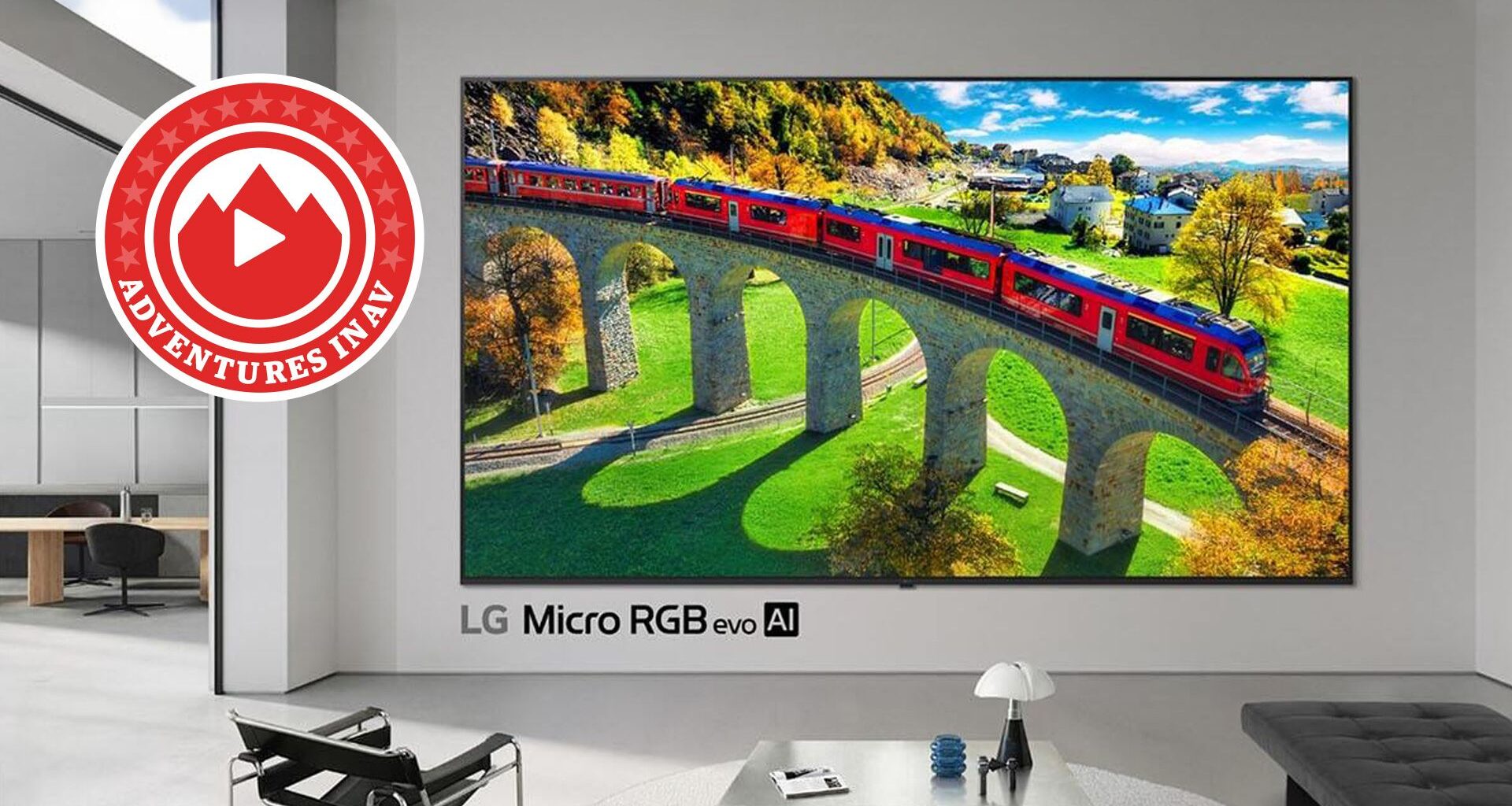 A huge LG flastcreen TV, mounted on the wall of a fancy apartment.