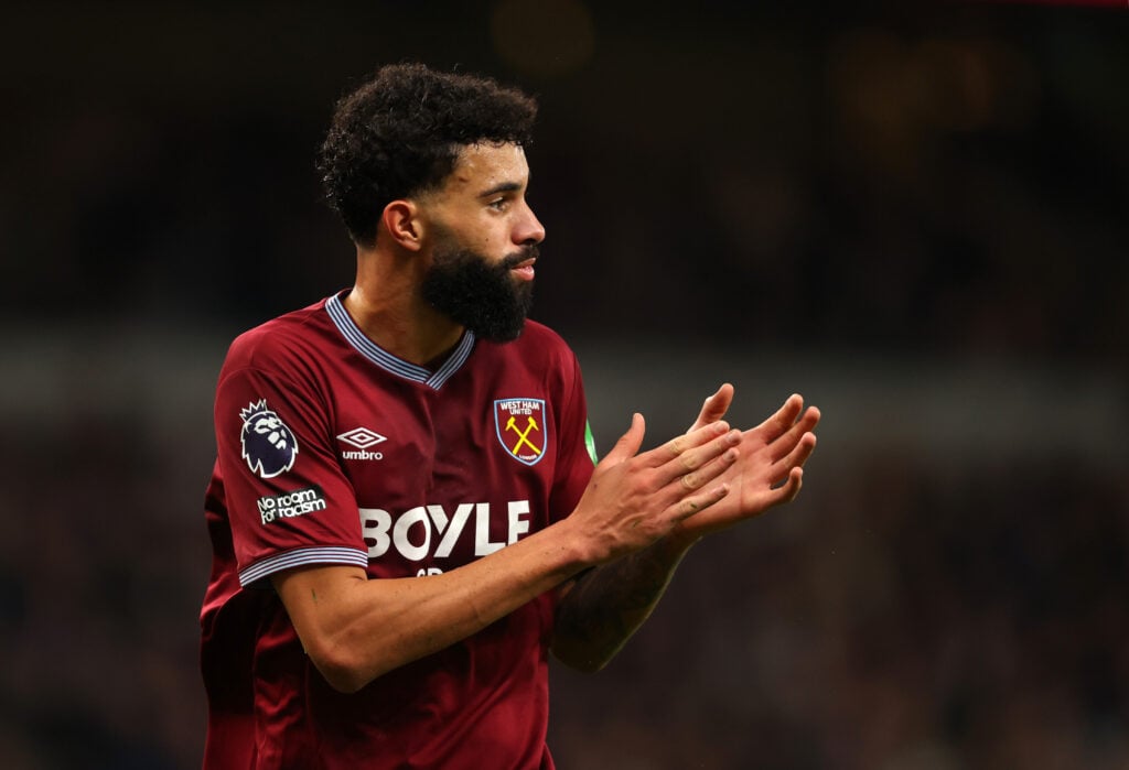 Pablo Felipe playing for West Ham against Tottenham.