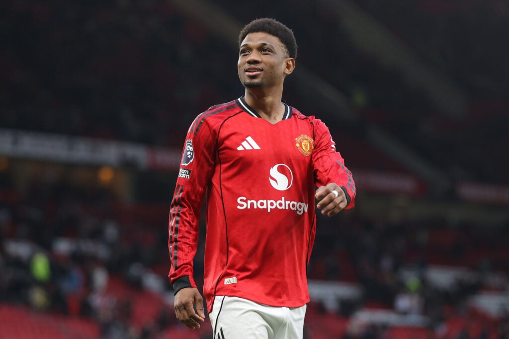 Amad Diallo during the Premier League match between Manchester United and Fulham at Old Trafford in 2026 in Manchester, England.