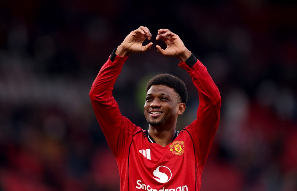 Amad celebrates at the end of the match