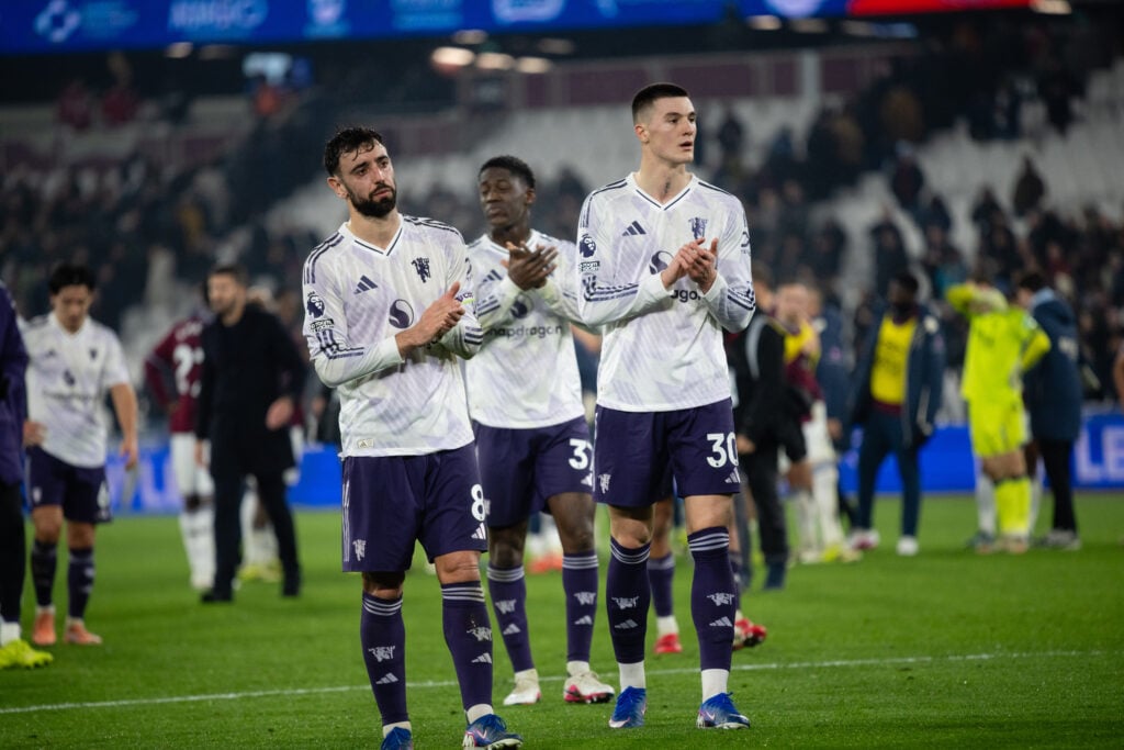 Bruno Fernandes, Kobbie Mainoo and Benjamin Sesko after drawing with West Ham