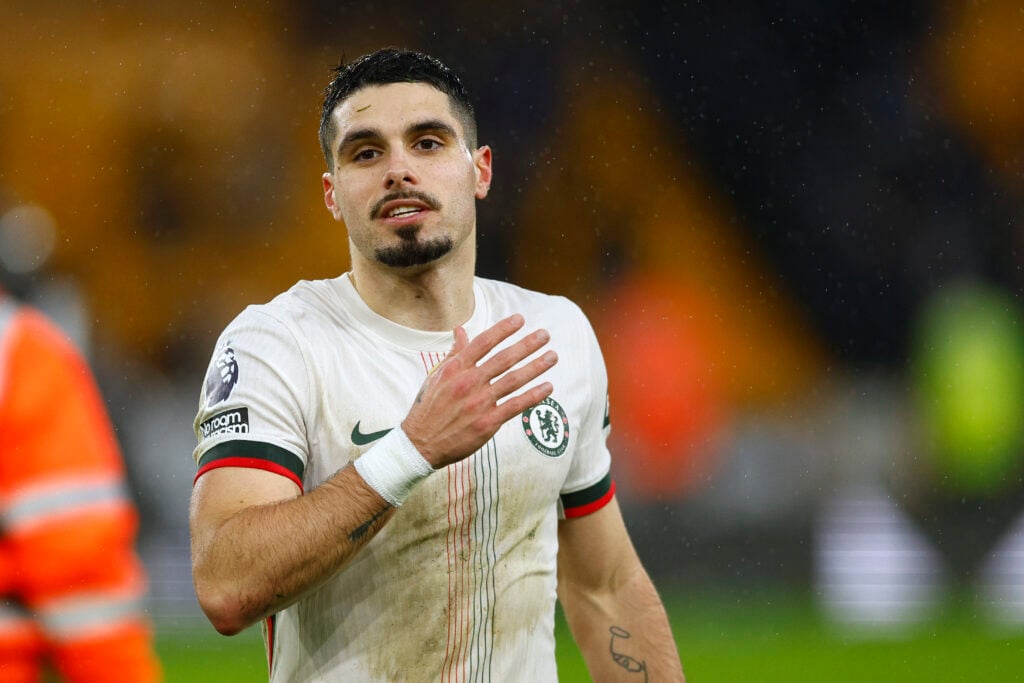 Pedro Neto celebrates for Chelsea; the winger has reportedly decided to stay at Stamford Bridge with his family's blessing.