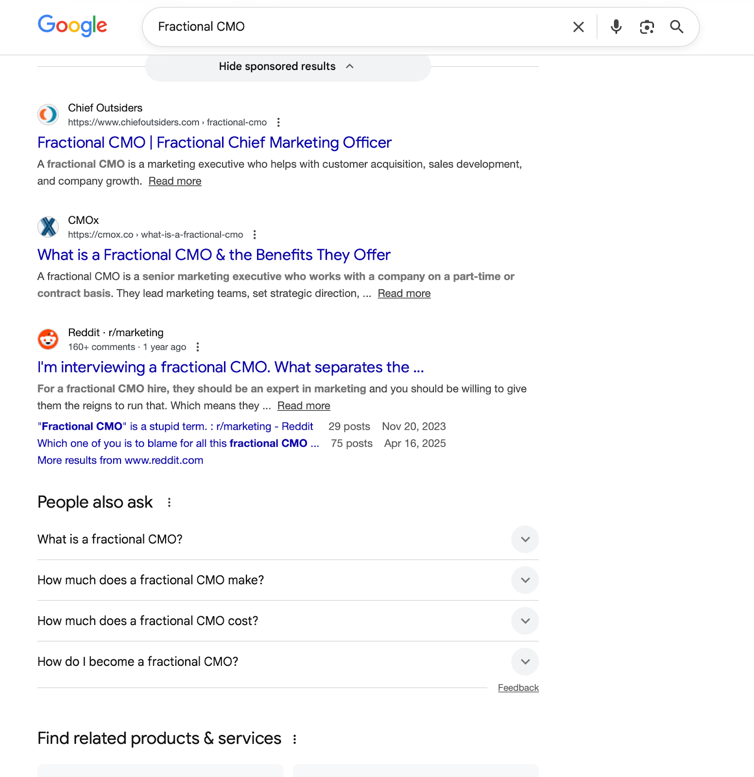 Google SERPS Fractional CMO