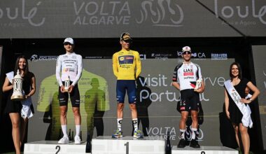 2026 Volta ao Algarve: the final podium with Juan Ayuso (c)