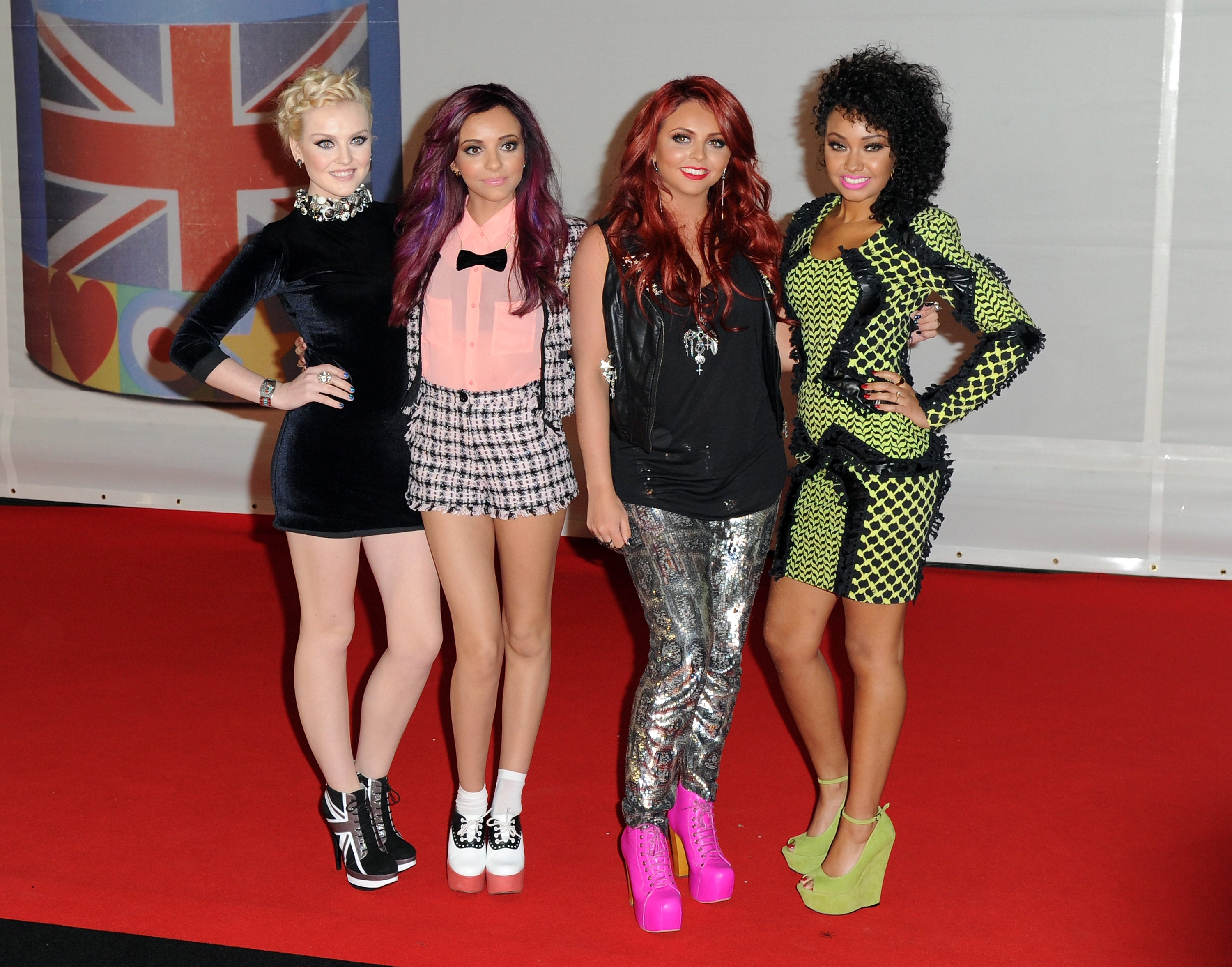 Little Mix at the 2012 Brit Awards, L-R: Perrie Edwards, Jade Thirlwall, Jesy Nelson and Leigh-Anne Pinnock