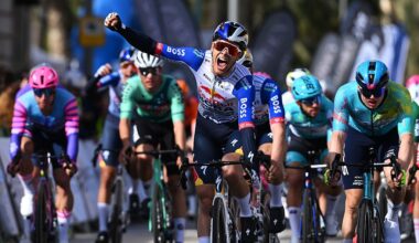 PALMA DE MALLORCA, SPAIN - FEBRUARY 01: Arne Marit of Belgium and Team Red Bull - Bora - Hanssrohe celebrates at finish line as race winner during the 35th Challenge Ciclista Mallorca 2026 - Trofeo Palma a 158.3km one day race from Marratx&iacute; to Palma de Mallorca on February 01, 2026 in Palma de Mallorca, Spain. (Photo by Tim de Waele/Getty Images)