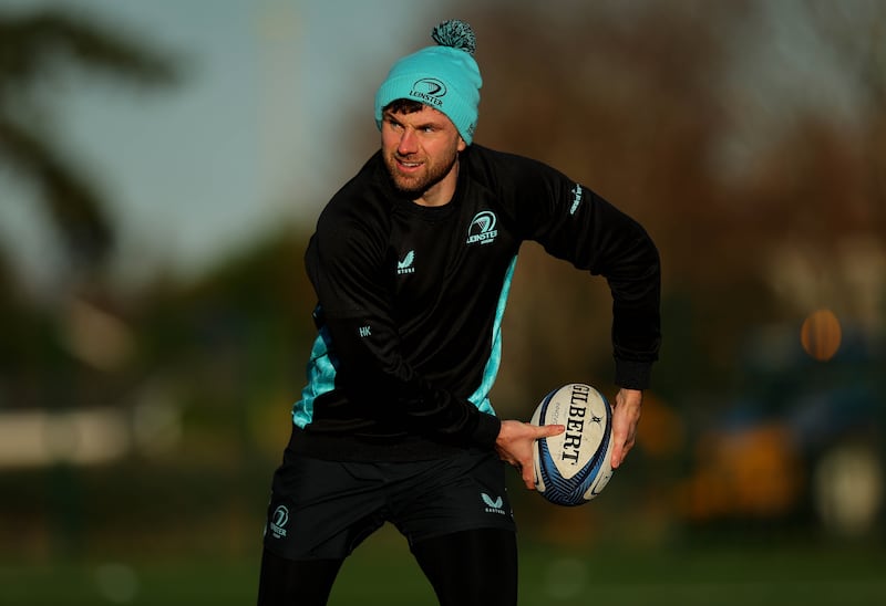 Hugo Keenan during a Leinster training session in early January. Photograph: Ryan Byrne /Inpho                                      