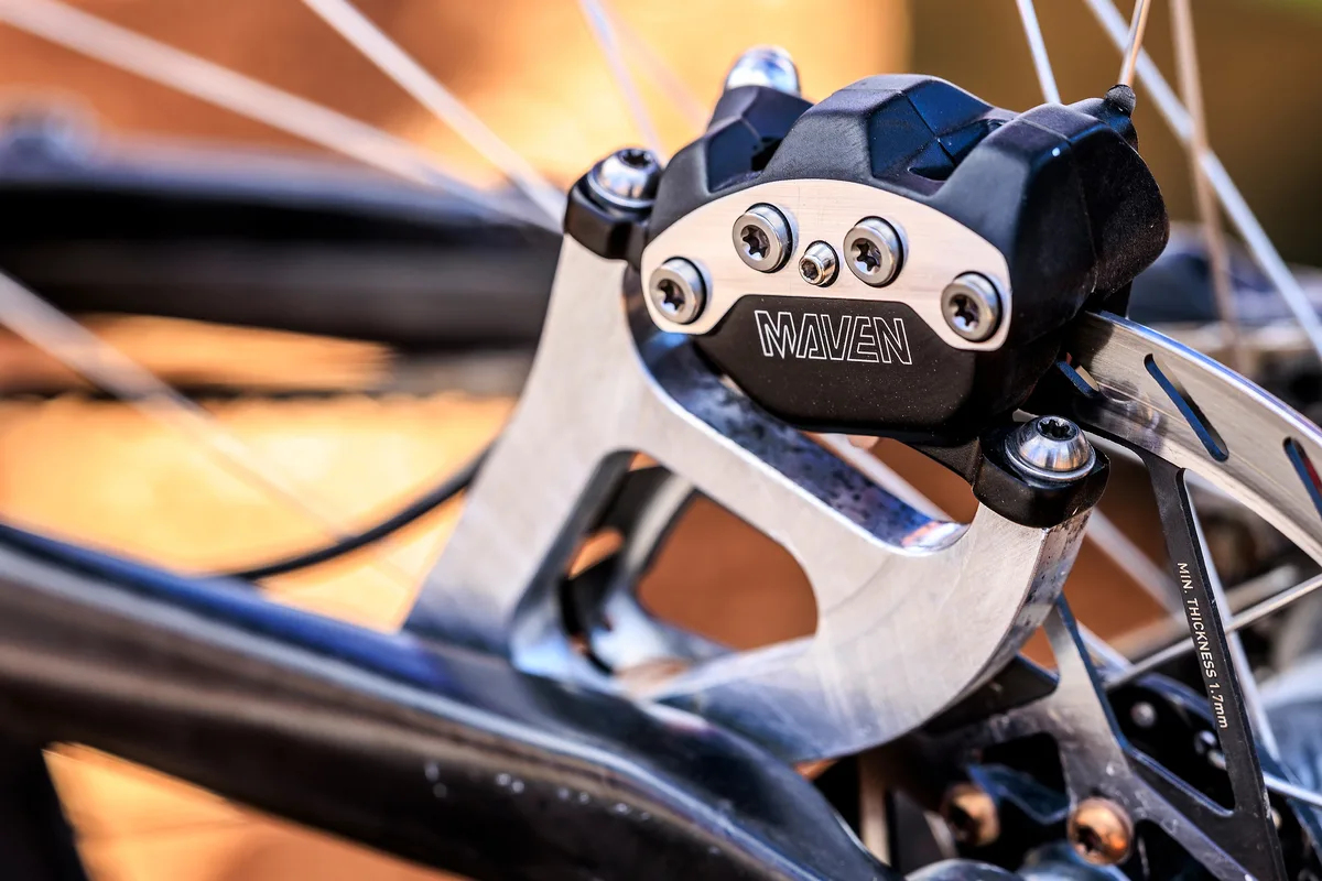 Massive brake mount on Troy Brosnon's Canyon Sender CFR