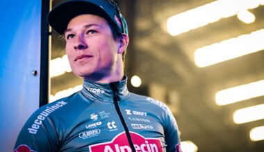Belgian Jasper Philipsen of Alpecin-Deceuninck pictured at the team presentation of the 80th edition of the men's one-day cycling race Omloop Het Nieuwsblad (UCI World Tour), 197km from Gent to Ninove, Saturday 01 March 2025. BELGA PHOTO DIRK WAEM (Photo by DIRK WAEM / BELGA MAG / Belga via AFP) (Photo by DIRK WAEM/BELGA MAG/AFP via Getty Images)