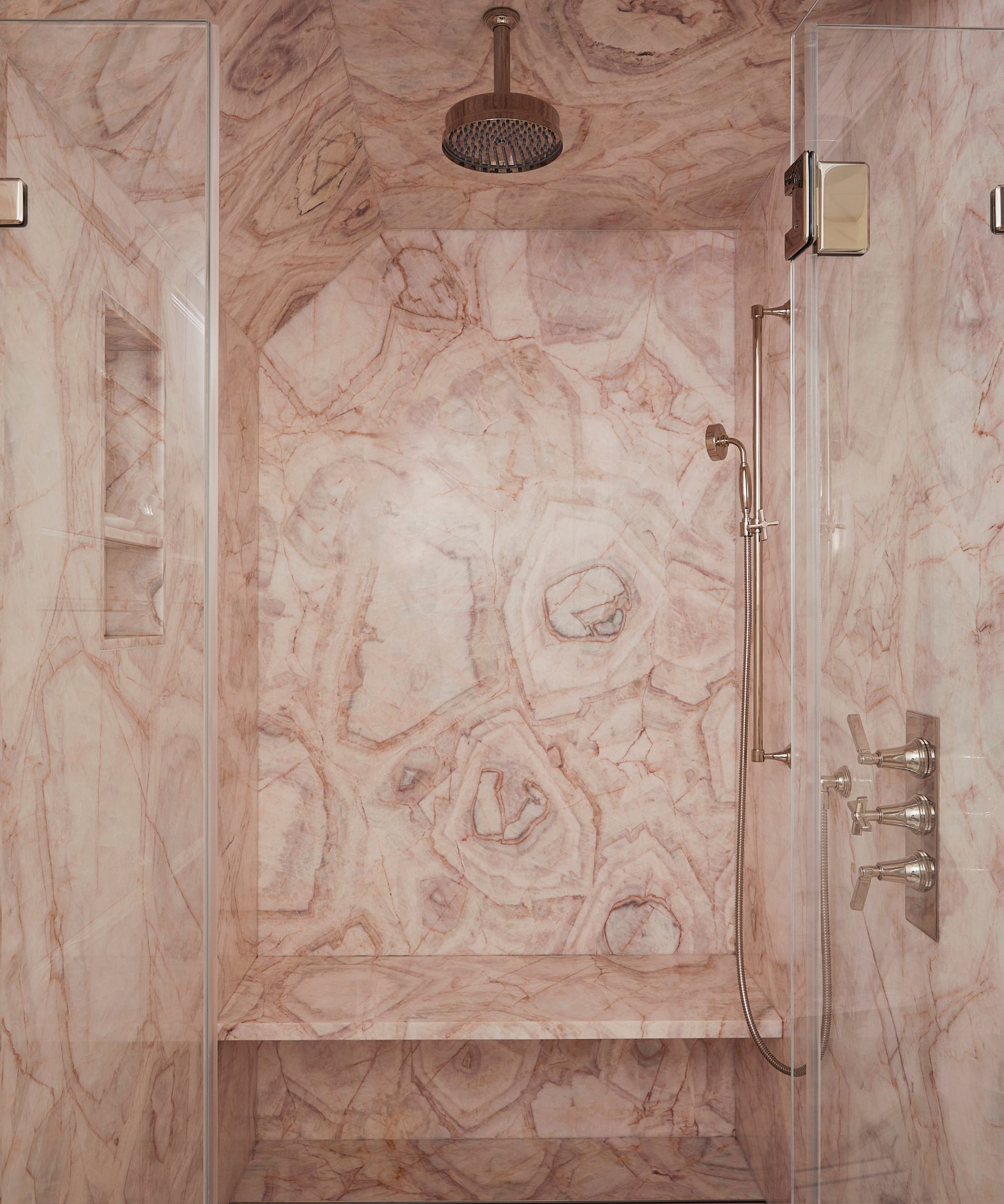 Phillip Thomas Interiors pink marble bathroom