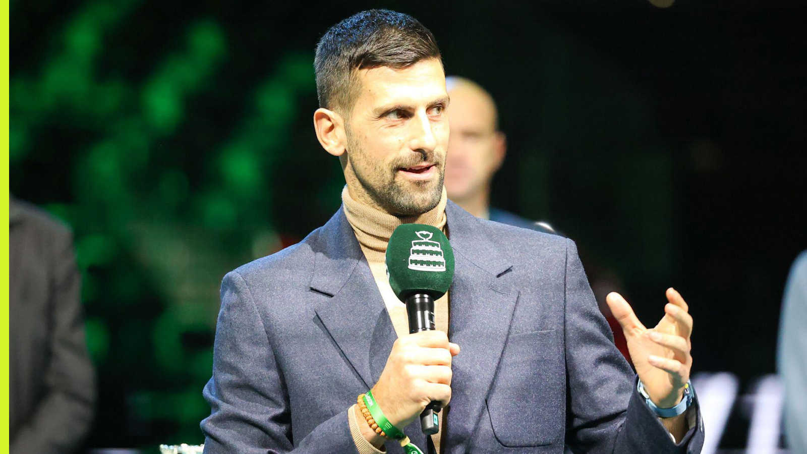 Pictured: Novak Djokovic on-court interview