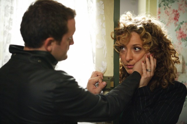 Television programme: EASTENDERS Picture Shows: JOEL BECKETT as Jake Moon and TRACY-ANN OBERMAN as Chrissie Watts. TX: Tuesday 4th October 2005 A frantic Chrissie enters through the Moons' back door. She panics when she sees Jake's bag. He impresses how he wants to leave so that he can be on his own for a while. Chrissie explains that she didn't tell him about Den because she was scared he wouldn't understand and she wanted to protect him. She pleads with Jake not to go to the police. Jake is appalled with Chrissie, how could she implicate Stacey? Chrissie remains strong - she is not a cold blooded killer. She finally makes the admission to Jake - she was the one who killed Den with the final blow. WARNING: Use of this copyrighted image is subject to Terms of Use of BBC Digital Picture Service. In particular, this image may only be used during the publicity period for the purpose of publicising EASTENDERS and provided BBC is credited. Any use of this image on the internet or for any other purpose whatsoever, including advertising or other commercial uses, requires the prior written approval of the BBC.