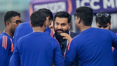 Rohit Sharma meets team members before T20 World Cup 2026 match between India and Pakistan. (PTI)