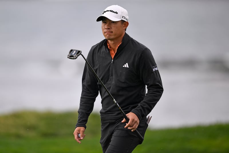 Collin Morikawa of the United States walks on the fourth green at Pebble Beach. Photograph: Orlando Ramirez/Getty