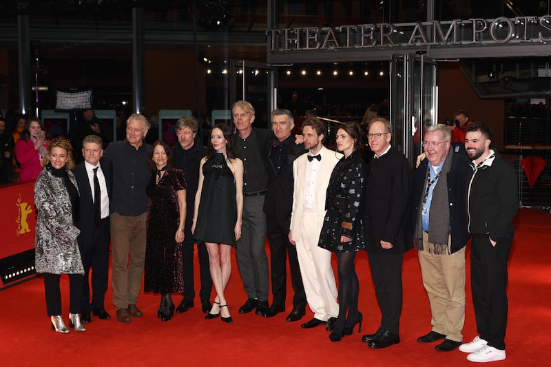 Berlinale Festival director Tricia Tuttle, Alan Maher, Bill Pullman, Janine Marmot, Barry Ward, Valene Kane, Grant Gee, Mark O'Halloran, Anders Danielsen Lie, Katie McGrath, Albert Berger and guests attend the Everybody Digs Bill Evans premiere during the Berlin Film Festival. Photograph: Arturo Holmes/Getty Images