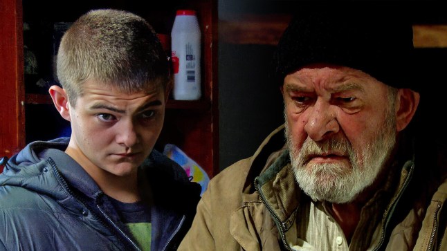 An Emmerdale collage of Dylan Penders and Bear Wolf.