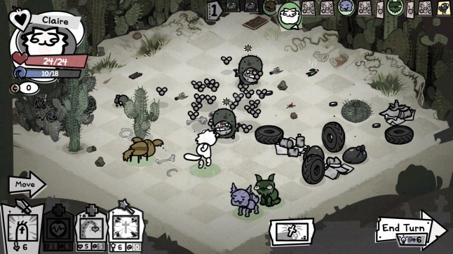 Mewgenics screenshot of a battle
