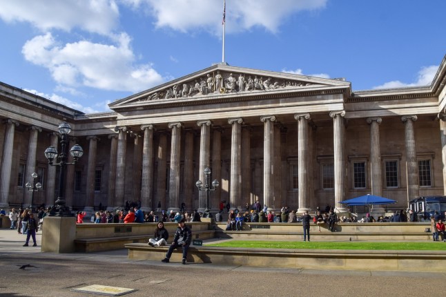 LONDON, UNITED KINGDOM - 2025/02/28: General view of the British Museum with visitors outside. (Photo by Vuk Valcic/SOPA Images/LightRocket via Getty Images)