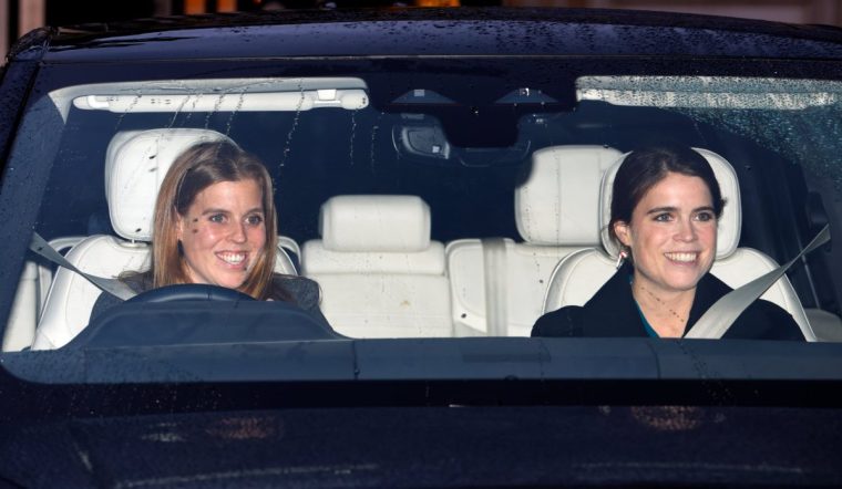 LONDON, ENGLAND - DECEMBER 16: (EMBARGOED FOR PUBLICATION IN UK NEWSPAPERS UNTIL 24 HOURS AFTER CREATE DATE AND TIME) Princess Beatrice and Princess Eugenie attend a Christmas Lunch for members of the Royal Family, hosted by King Charles III, at Buckingham Palace on December 16, 2025 in London, England. (Photo by Max Mumby/Indigo/Getty Images)