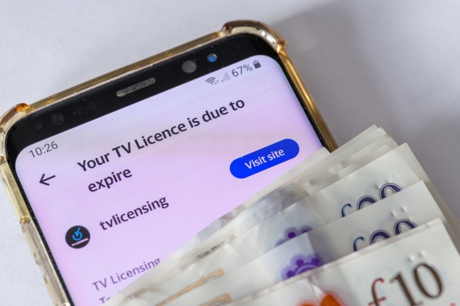 London. UK- 01.24.2025. Digital demand and reminder on a mobile phone to pay and renew the TV Licence.; Shutterstock ID 2577733911; purchase_order: -; job: -; client: -; other: