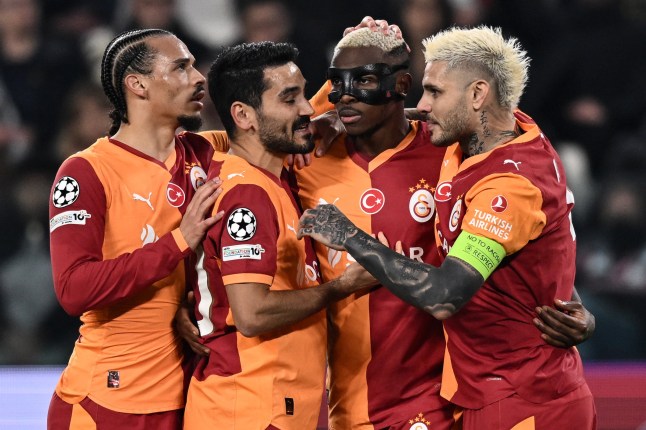 TURIN, ITALY - FEBRUARY 25: Victor Osimhen of Galatasaray celebrates his goal during the UEFA Champions League 2025/26 League Knockout Play-off Second Leg match between Juventus and Galatasaray A.S. at Juventus Stadium on February 25, 2026 in Turin, Italy. (Photo by Image Photo Agency/Getty Images)