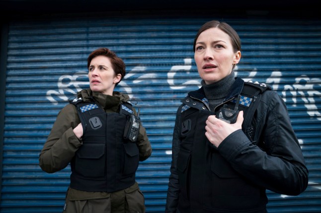 Vicky McClure, left, and Kelly Macdonald in a scene from the BBC police drama series Line of Duty