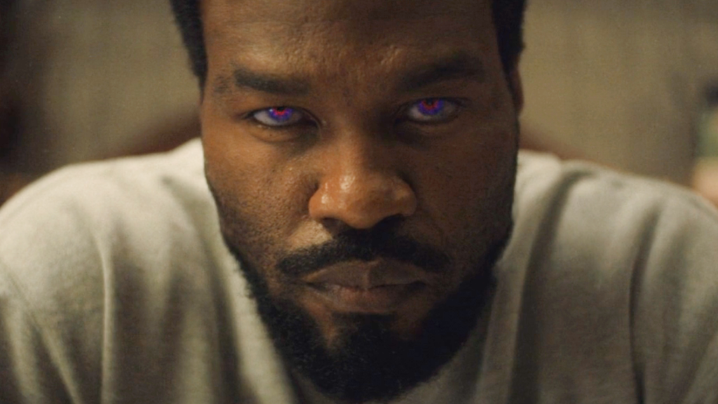 Simon Williams using his powers with glowing eyes in Wonder Man