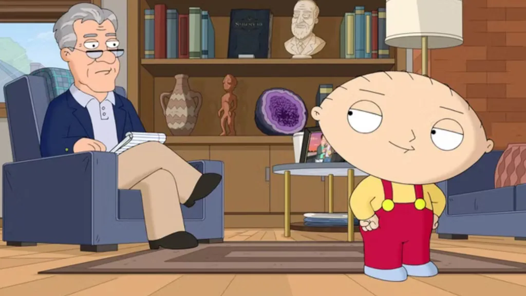 Stewie and his psychologist in Family Guy