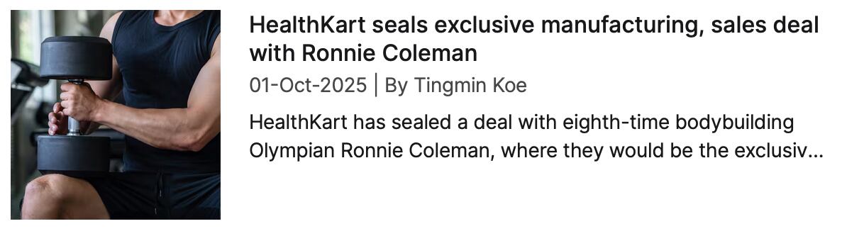 "Healthkart seals exclusive manufacturing, sales deal with Ronnie Coleman"